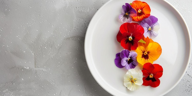 Plato colorido en mesa rústica